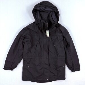 Eddie Bauer Gore-tex Rain Coat Size XS Womens Hooded Black NWT